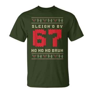 Sleigh D by 67 <b>Ugly</b> Christmas T-<b>Shirt</b> Short Sleeve Unisex Crew Neck Adult Holiday Design Promotional Digital Printing - Product Image 1