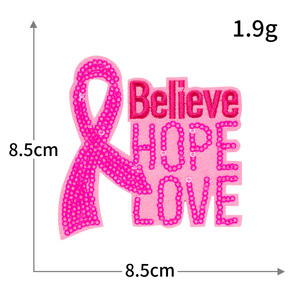 Set di 16 Toppe Termoadesive con <span class=keywords><strong>Nastro</strong></span> Rosa per la Consapevolezza sul Cancro al Seno, Patch Ricamate con Paillettes per Abbigliamento, Borse, Eventi di Sensibilizzazione - Product Image 5