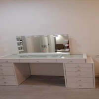 Ensemble de coiffeuse blanche avec éclairage LED, tiroir et armoire de rangement pour chambre de filles