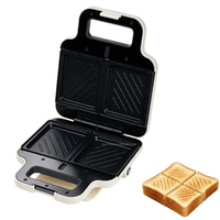 Gaufrier 750W à Chauffage Rapide Double Tension, Anti-Brûlure, Antidérapant, Facile à Nettoyer pour le Petit-Déjeuner à Domicile, Machine à Sandwich Détachable 4-en-1