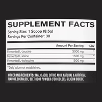 Poudre de BCAA fermentée personnalisée OEM, supplément d'acides aminés pour après l'entraînement, saveur framboise bleue, 30 portions
