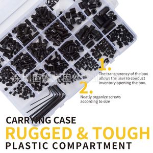 Allen Head Socket Hex Grub Screw Set 666pcs Black Oxide Industrial Grade Furniture Assembly Kit - Product Image 4