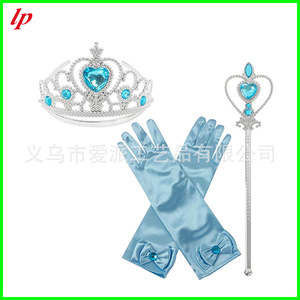 Princess Crown <b>Magic</b> Wand Gloves <b>Set</b> Gold Red Heart Design For Girls Costume Accessories LPP4614 - Product Image 4