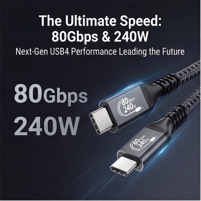USB4 Cable 80Gbps 240W PD 3.1 Fast Charging Type C to Type C Cable Compatible with Thunderbolt 4 8K/60Hz Video Transfer