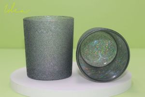 Custom Decoration Professional Manufacturer Iced Effect the Best China Cracking <b>Spray</b> Generous Green Colour 7oz Glass Candle Jar - Product Image 5