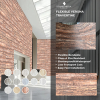 Panel dinding batu Interior dekoratif 3D mcm tahan air dapat ditekuk lembut fleksibel Travertine batu buatan pelapis Dinding
