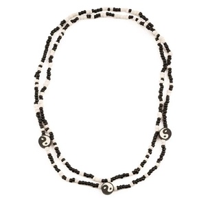 Collane a Doppio Strato con Perline Bianche e Nere in Stile Nazionale per Uomo e Donna, Gioielli con Catena Elastica Yin Yang Tai Chi - Product Image 5