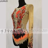 Justaucorps de gymnastique rythmique pour filles LIUHUO, orange, unitards exotiques, costumes de danse artistique extensibles en spandex pour enfants