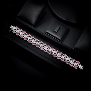 00081 rhodium plaqué rubis rouge femmes collier ensemble de bijoux CZ cubique Zircon dubaï classique Style élégant accessoires de mariée - Product Image 4
