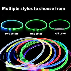 소형 중형 대형 개를위한 USB 충전식 LED 개 목걸이 방수 플래시 목걸이 모피 장식 고양이를위한 현대 럭셔리 - Product Image 4