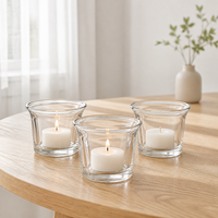 Porte-bougie en verre transparent pour la maison, 60 ml, avec rebord évasé, pour bougie chauffe-plat, récipient pour bougie parfumée faite à la main