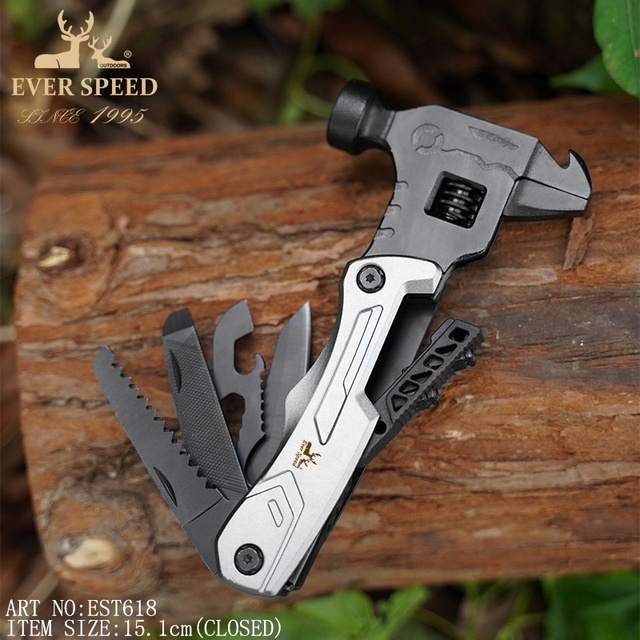Stainless Steel Pocket Multitool with Hammer Pliers Screwdriver and Saw Outdoor Survival Camping Tools Aluminum Handle