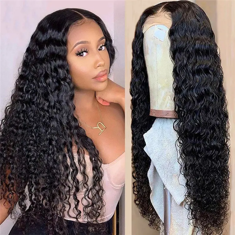 European and American WIG women's chemical fiber front lace long curly hair African roll half hand hook head cover WIG factory