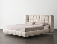 Lit double en cuir, lit moelleux, lit moderne de luxe, lit rembourré en cuir véritable