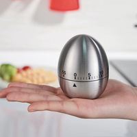 Timer Dapur Mekanik Bentuk Telur 60 Menit dari Baja Anti Karat, Pengingat Waktu untuk Memasak dan Memanggang, Tampilan Metalik