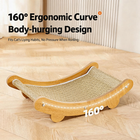 Canapé-lit ergonomique incurvé en sisal pour chat, avec griffoir surélevé en bois, durable, pour chat, lit-nid, panneau à griffer, canapé-lit