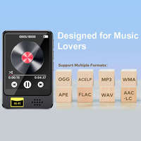 Lecteur MP3 portable mini avec écran tactile, lecteur MP4 HiFi, prise en charge BT 5.0, WAV, APE, radio FM, réveil, enregistrement, calendrier