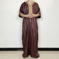 Hiver Hommes Musulmans Kurta Matériel Lourd Jubah Arabe Vêtements Islamiques Robe Brodée Caftan Style Marocain Thobe Hommes