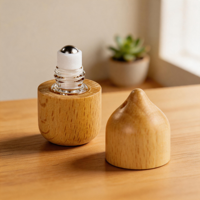 Frascos de Perfume de Vidrio Borosilicato con Tapas de Bambú de Madera Oscura, 2ml, con Rodillo, para Fiestas, Viajes, Paquete de Regalo