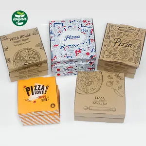 すべてのサイズ910 11 12 1418インチピザボックス再利用可能な段ボール紙ピザパッキング独自のロゴが付いた配送ボックス