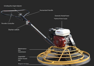 เครื่องขัดคอนกรีตแบบเดินตาม ขนาด 1200 มม. ใช้เครื่องยนต์เบนซิน พร้อมเกียร์และมอเตอร์ สำหรับขัดพื้นงานก่อสร้าง - Product Image 4