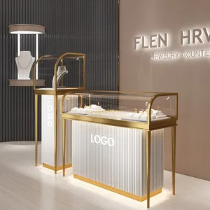 Glas Teller Sieraden Showcase Metalen Sieraden Stand Displays Voor Sieraden Winkel Display