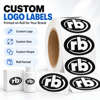 Étiquettes personnalisées avec logo, autocollantes en rouleau, en BOPP blanc, pour bouteilles, boîtes, pots, avec forme personnalisée et impression de marque