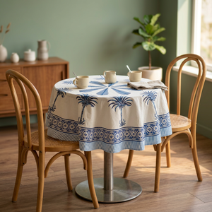 <b>Round</b> Cotton Hand Block Printed <b>Tablecloth</b> Floral Pattern Washable Durable <b>Table</b> Cover <b>for</b> Home Party Wedding - Product Image 2
