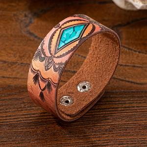 <span class=keywords><strong>DW</strong></span>-30 vente en gros Vintage femmes bouton main bijoux imprimé motif PU <span class=keywords><strong>cuir</strong></span> <span class=keywords><strong>Bracelet</strong></span> <span class=keywords><strong>Bracelet</strong></span> - Product Image 4