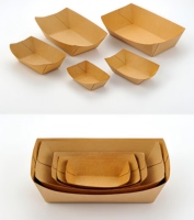 Boîte en papier kraft de qualité alimentaire, pliable, avec plateau ouvert, assiette de barbecue, boîte d'emballage pour frites/burgers/desserts.