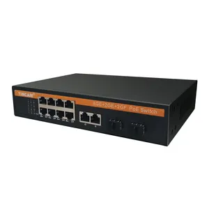 Switch TINCAM Full Gigabit PoE 8 porte porte Gigabit Switch di rete + 2 porte Uplink Gigabit + 2 Slot SFP rilevamento AI