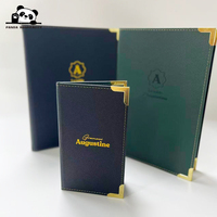 Ensemble de couvertures de menu en cuir personnalisées avec porte-chèques, liste des vins et menu principal, impression des pages intérieures