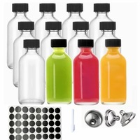 Lot de 12 bouteilles en verre Boston transparentes de 2 oz – Bouteilles portables pour boissons, jus, lait, thé, yaourt