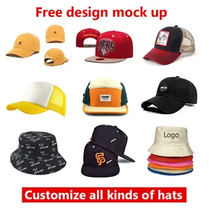 Großhandel Design Snapback Caps individuelle Stickerei Logo angepasste Unisex Baseball-Kappe Hüte