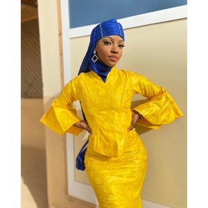 <span class=keywords><strong>Robe</strong></span> <span class=keywords><strong>Bazin</strong></span> jaune à manches longues <span class=keywords><strong>2022</strong></span>, haute qualité, nouvelle <span class=keywords><strong>robe</strong></span> <span class=keywords><strong>Bazin</strong></span> originale, longues robes pour femmes, vêtements de fête et de mariage - Product Image 6