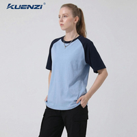 T-shirt à manches courtes Kuenzi 270GSM en coton lourd 100% anti-boulochage avec couleurs contrastées, style Unisply pour femmes