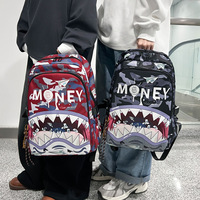 Sac à dos en nylon personnalisé avec impression numérique intégrale, port de charge USB et plusieurs poches pour l'école, les voyages, le streetwear, léger