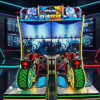 Machine de jeu de course de moto dynamique à monnayeur, simulateur de moto de course de vitesse 2 joueurs avec détection de mouvement et construction métallique