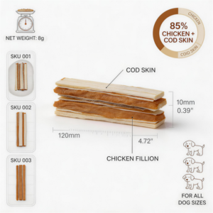 Bandes de viande de poulet et de saumon pour chiens, riches en protéines, sans céréales, naturelles, pour l'entraînement, vente directe fabricant - Product Image 3