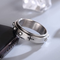 Soulagement de l'anxiété personnalisé Fidget chapelet perles croix Seigneur prière 18k plaqué or en acier inoxydable Spinner chapelet anneau