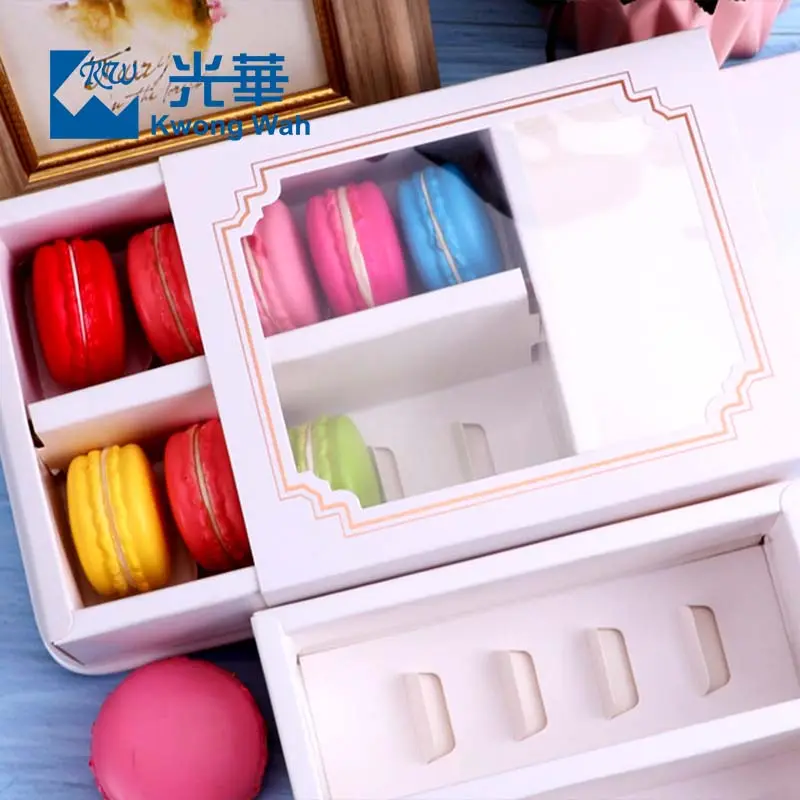 Wholesale Luxury Patisserie Donut Pac kaging Boxes With Clear Lid Macaron Paper Box