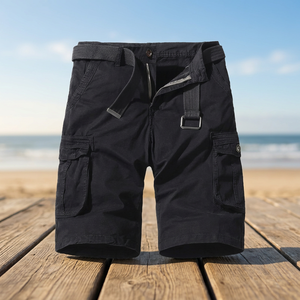 Pantalones Cortos Cargo de Algodón para Hombre, Tallas Grandes, 6 Bolsillos, Casuales, Transpirables, Antiarrugas, Cintura Media Elástica, Tejido, Directo de Fábrica - Product Image 2