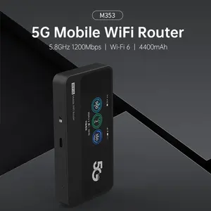 Plery M353 mendukung pertukaran panas dengan slot kartu SIM Nano dan MT6877 WiFi6 frekuensi ganda 5G MIFI