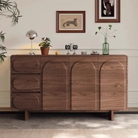 Buffet moderne en noyer américain, design français mi-siècle, armoire de rangement d'entrée réglable, 2 tiroirs, 4 meubles de maison