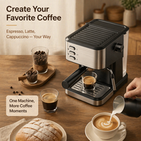Máquina de Espresso Comercial Portátil de Aluminio de 20 Bares y Dos Grupos para Uso en Exteriores y Autocaravanas, Compatible con la UE, Semiautomática