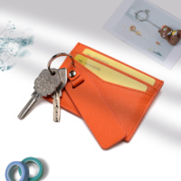Dompet Kartu Kulit Kustom dengan Gantungan Kunci, Dompet Saku Perjalanan, Tempat Kartu Kredit, Sarung Kartu Bisnis Tipis