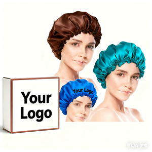 ホットセール女性用格安サテン睡眠夜無地サテンボンネットケモキャップサテンシャワーボンネット女性用 - Product Image 1