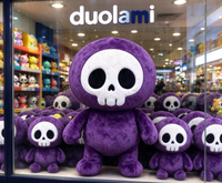 Peluche squelette de dessin animé, jouet doux et moelleux violet pour cadeau d'anniversaire, décoration de chambre, jouet pour enfants