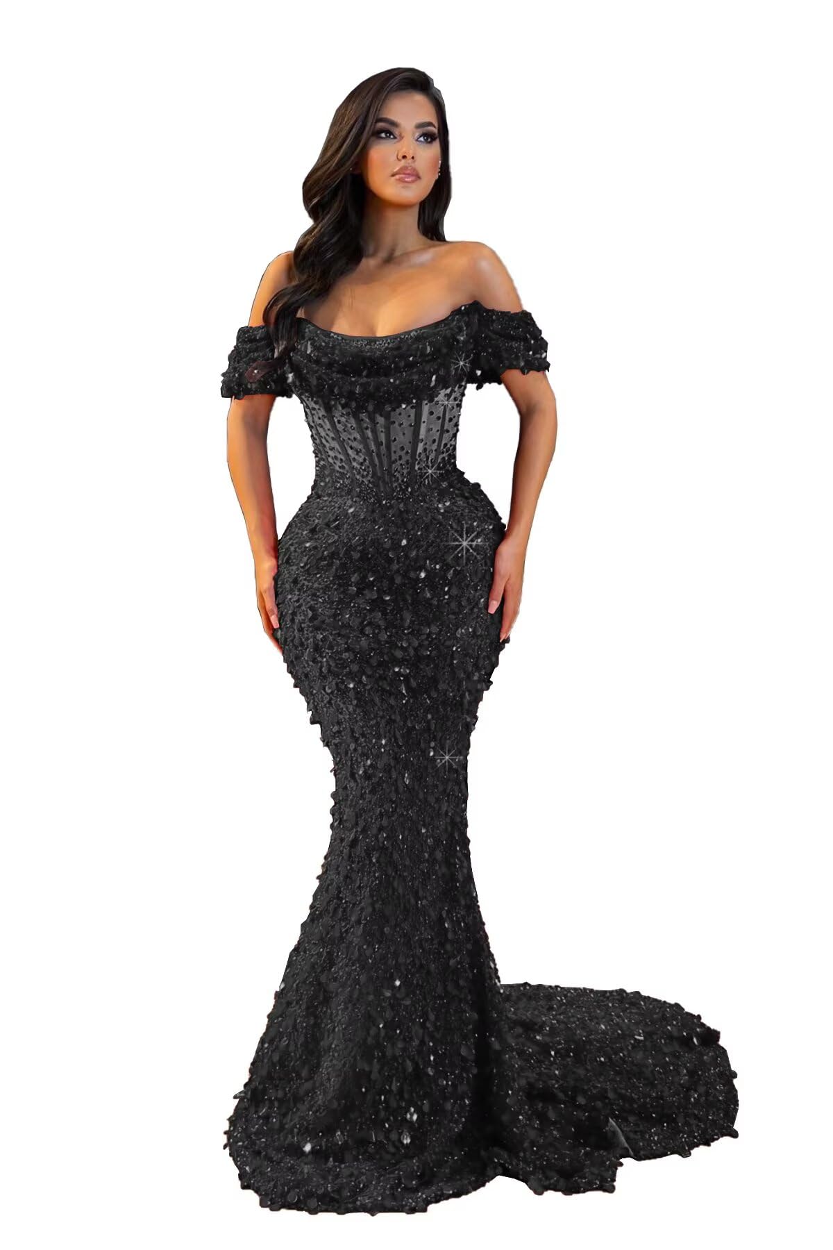 long dresses for wedding guest with sleeves Elegant V Neck Black Chiffon A Line Wedding Guest Dress