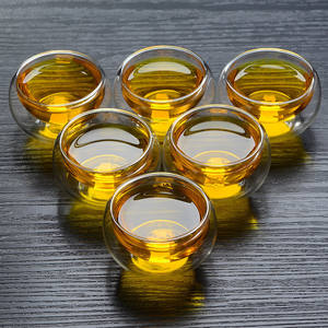 Tasses en verre isolées à <span class=keywords><strong>double</strong></span> <span class=keywords><strong>paroi</strong></span> <span class=keywords><strong>Verres</strong></span> à thé expresso résistants à la chaleur de 2oz avec logo personnalisé Cadeaux transparents pour boissons chaudes/froides - Product Image 5